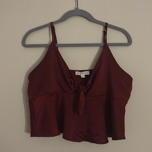 Maroon Silk Crop Top (Large)